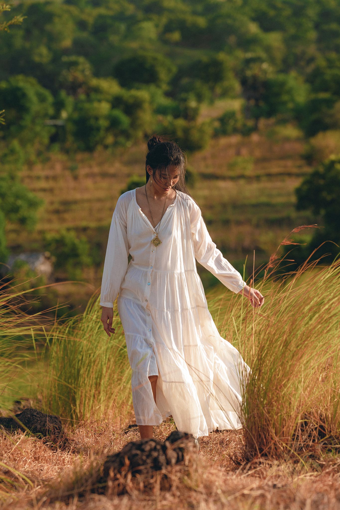 Boho Dress for Women • Off White Bohemian Prom Dress • Light Summer Dress - AYA Sacred Wear