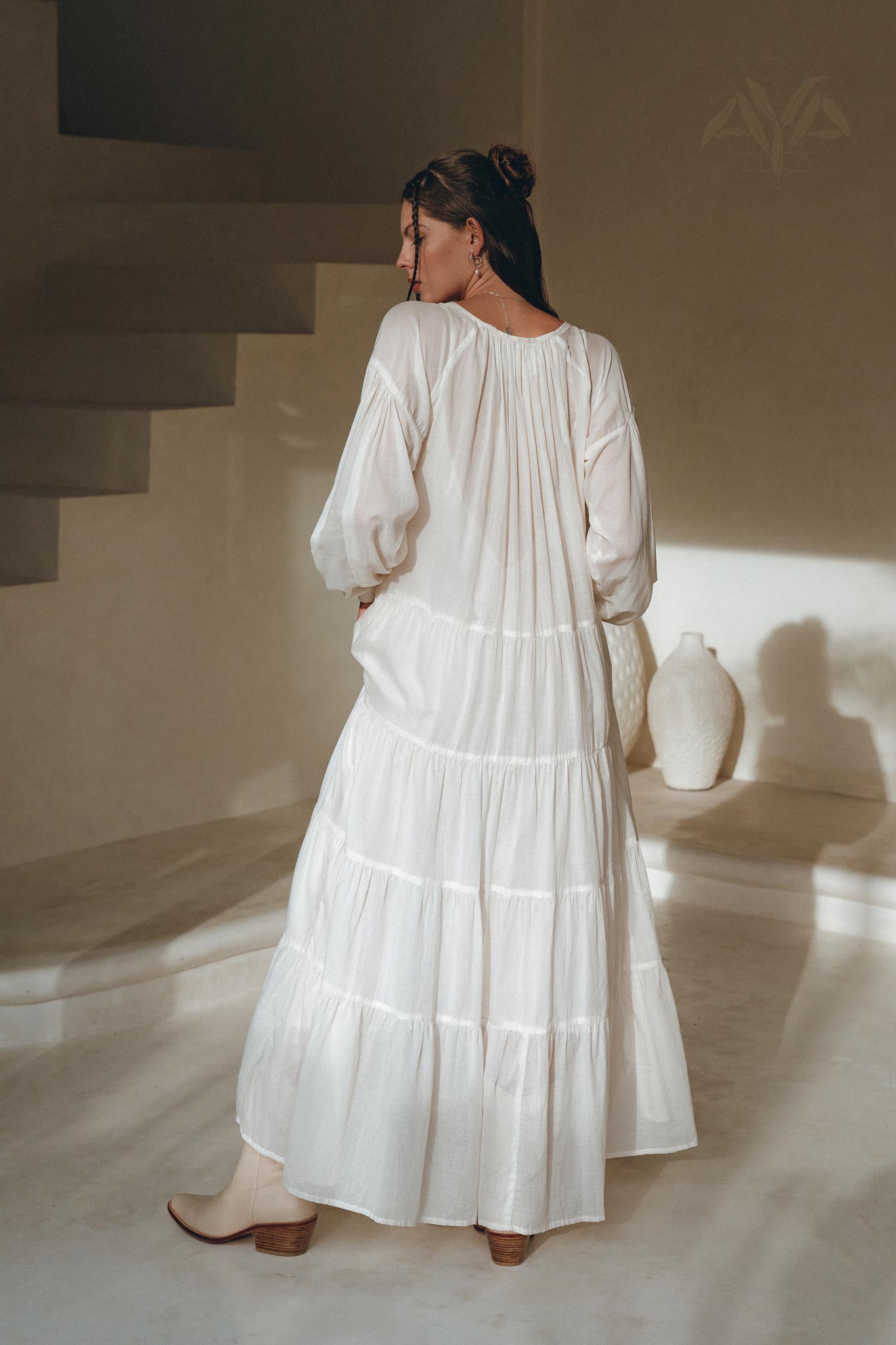 Boho Dress for Women • Off White Bohemian Prom Dress • Light Summer Dress - AYA Sacred Wear