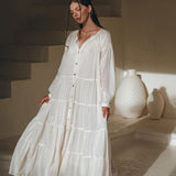 Boho Dress for Women • Off White Bohemian Prom Dress • Light Summer Dress - AYA Sacred Wear