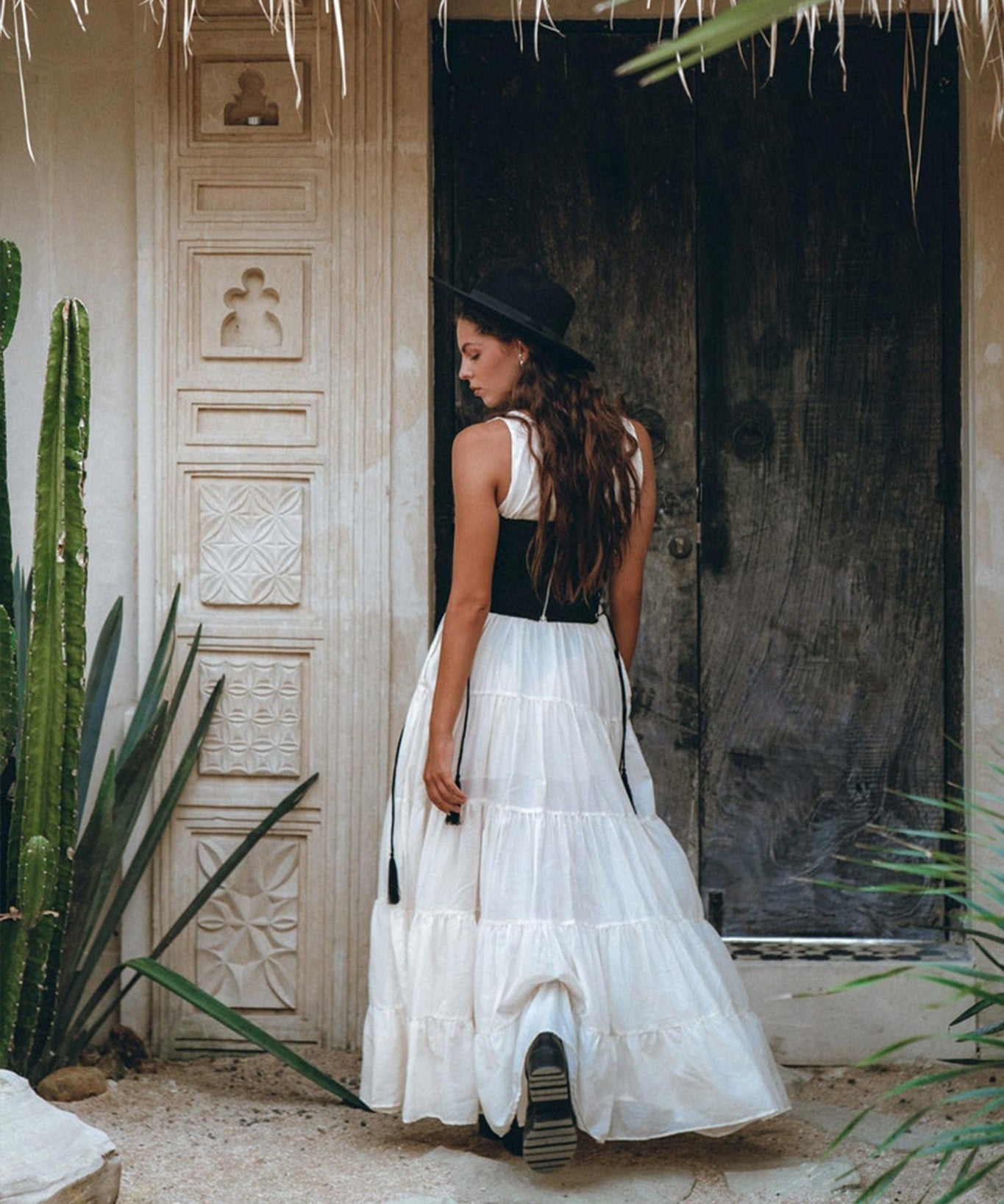 Boho Dress for Women • Off - White Maxi Adjustable Dress • Bohemian Dress - AYA Sacred Wear
