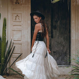 Boho Dress for Women • Off - White Maxi Adjustable Dress • Bohemian Dress - AYA Sacred Wear