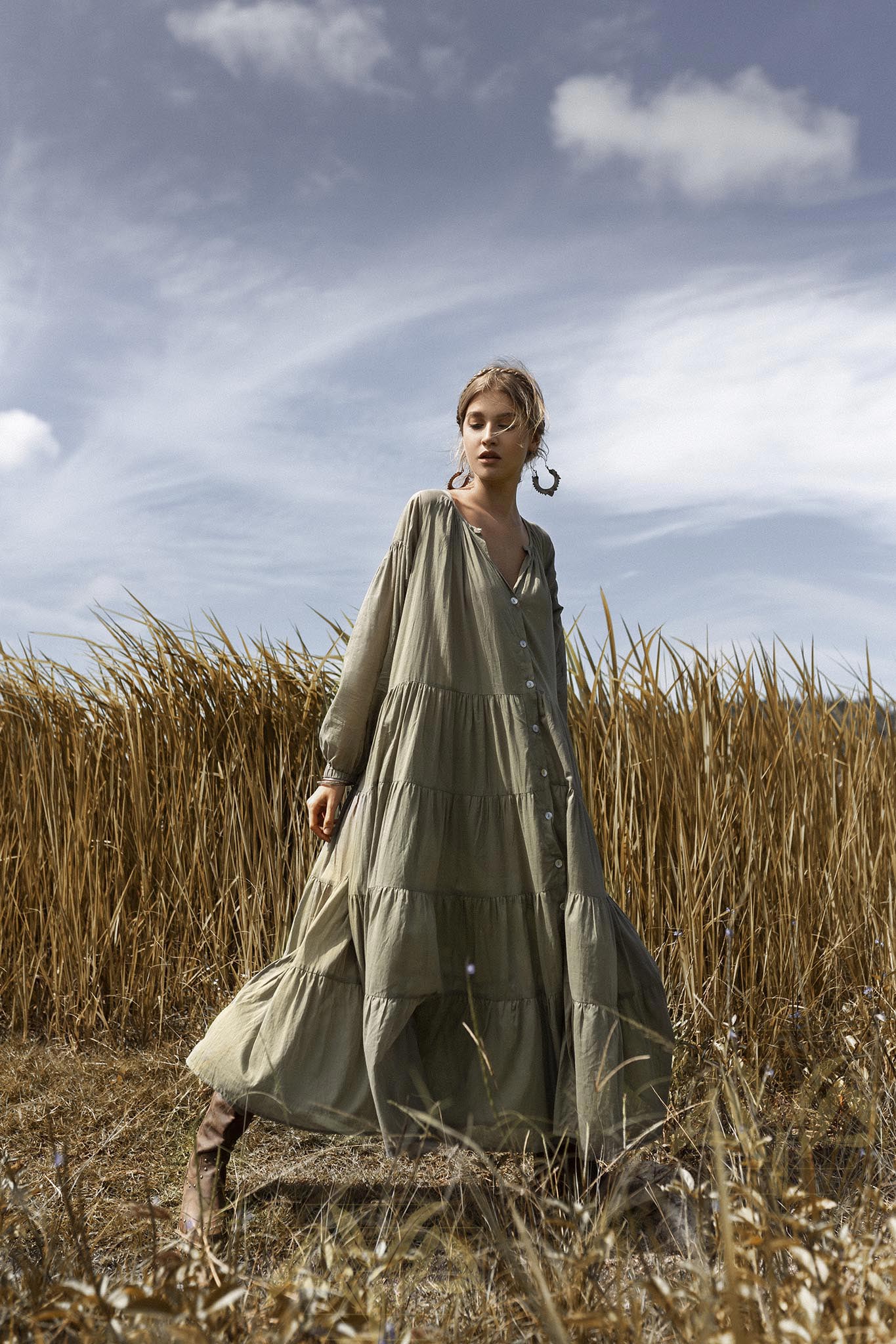 Boho Dress for Women • Pale Green Bohemian Prom Dress • Summer Dress - AYA Sacred Wear