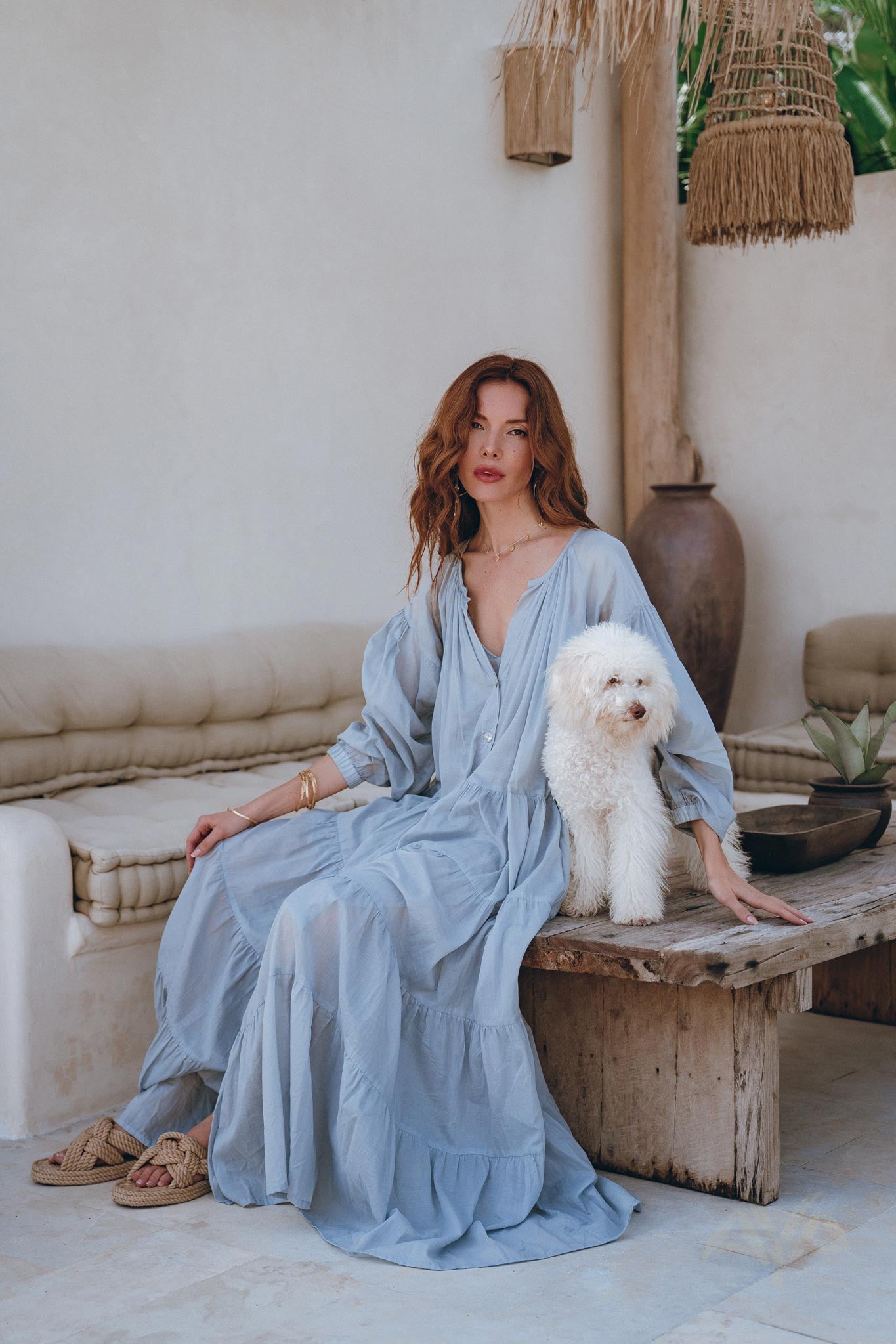 Boho Dress for Women • Sky Blue Bohemian Prom Dress • Light Summer Dress - AYA Sacred Wear