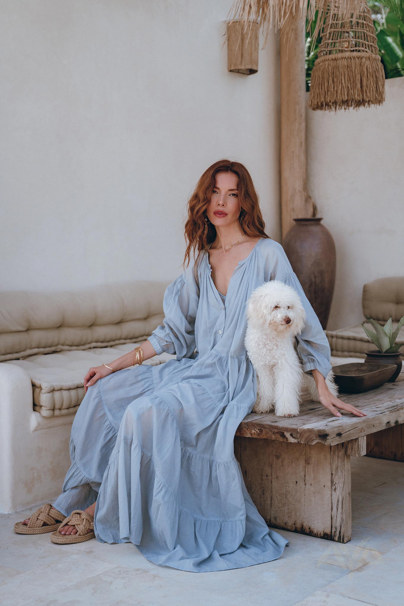 Boho Dress for Women • Sky Blue Bohemian Prom Dress • Light Summer Dress - AYA Sacred Wear