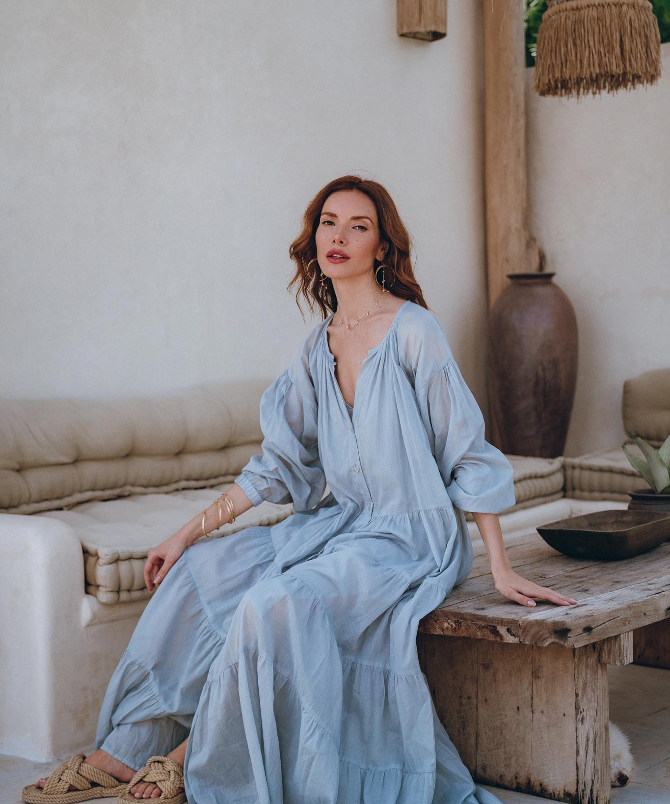 Boho Dress for Women • Sky Blue Bohemian Prom Dress • Light Summer Dress - AYA Sacred Wear