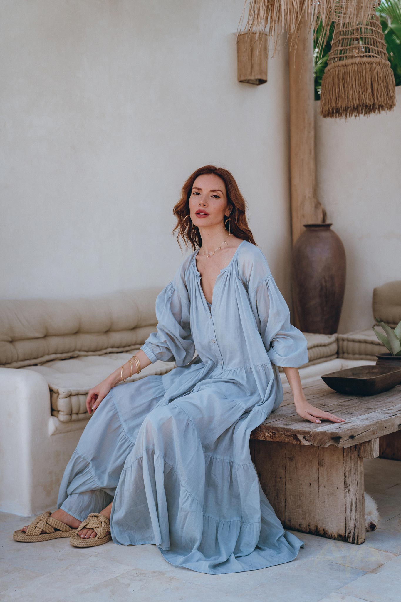 Boho Dress for Women • Sky Blue Bohemian Prom Dress • Light Summer Dress - AYA Sacred Wear