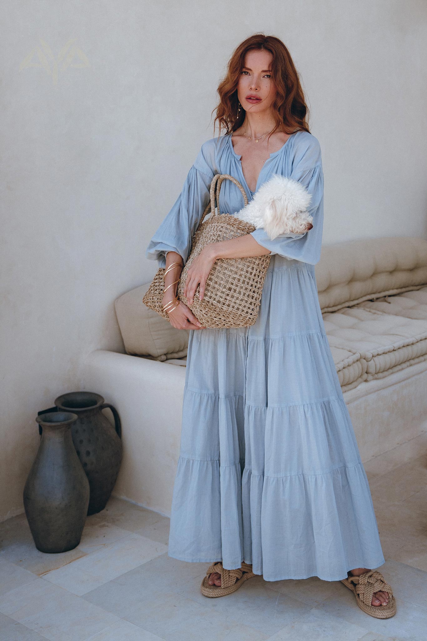 Boho Dress for Women • Sky Blue Bohemian Prom Dress • Light Summer Dress - AYA Sacred Wear