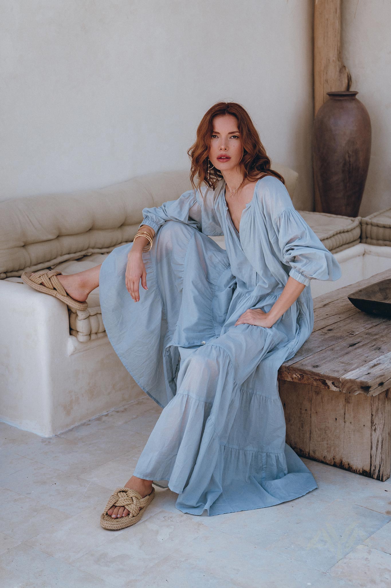 Boho Dress for Women • Sky Blue Bohemian Prom Dress • Light Summer Dress - AYA Sacred Wear