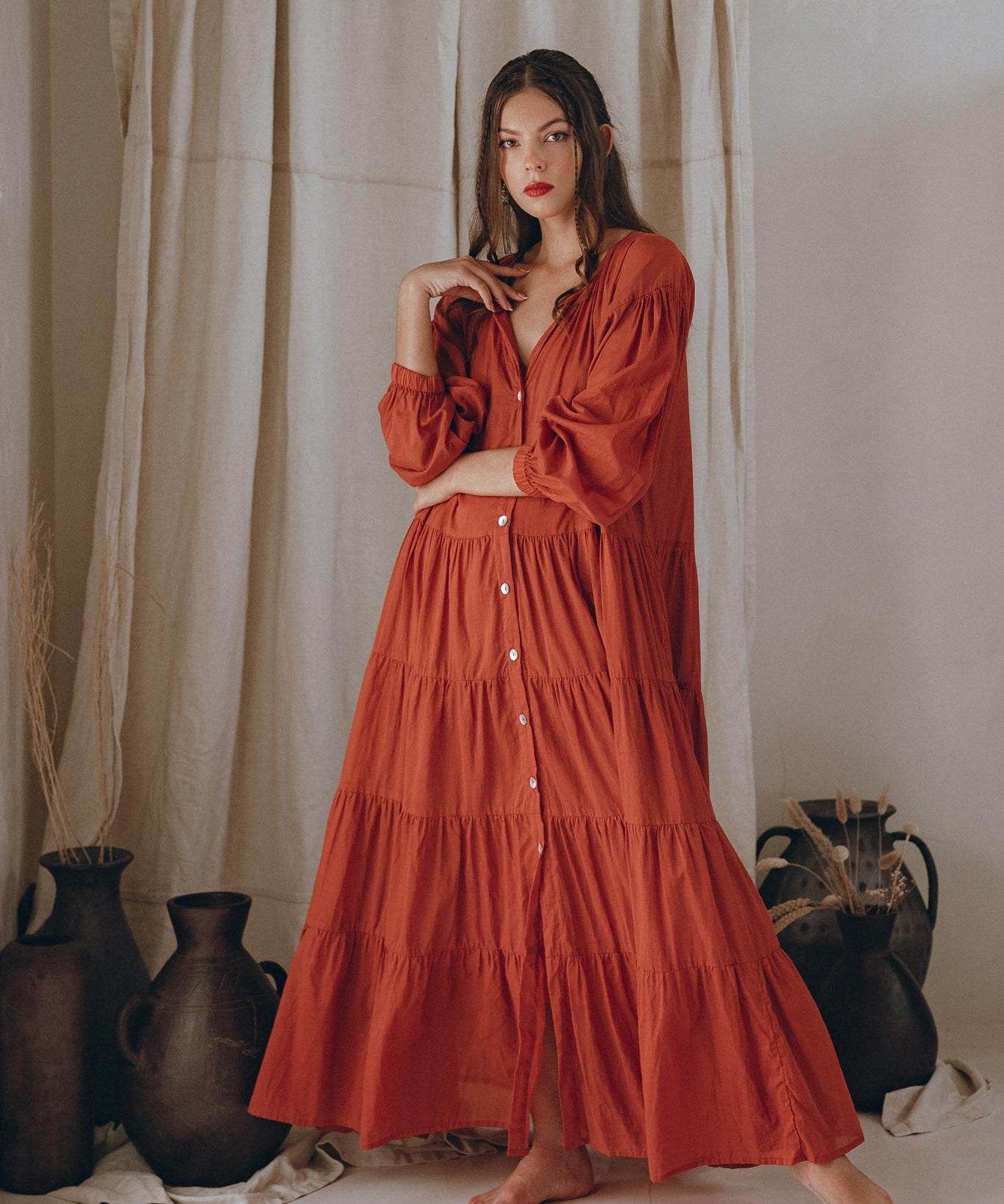 Boho Dress for Women • Wine Red Boho Prom Dress • Light Summer Dress - AYA Sacred Wear