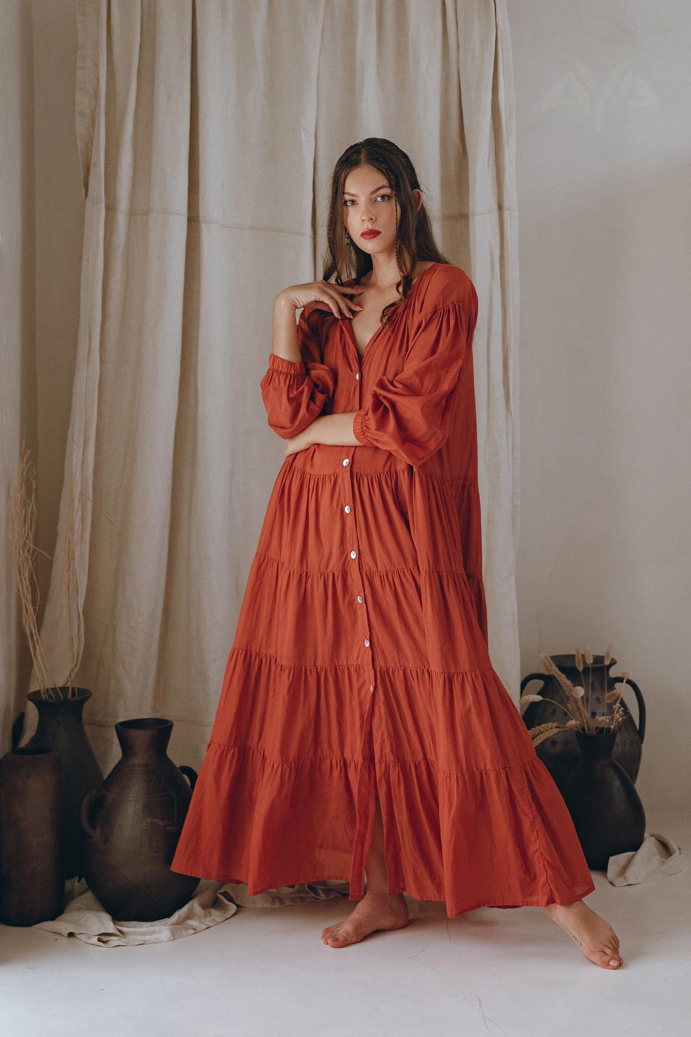 Boho Dress for Women • Wine Red Boho Prom Dress • Light Summer Dress - AYA Sacred Wear