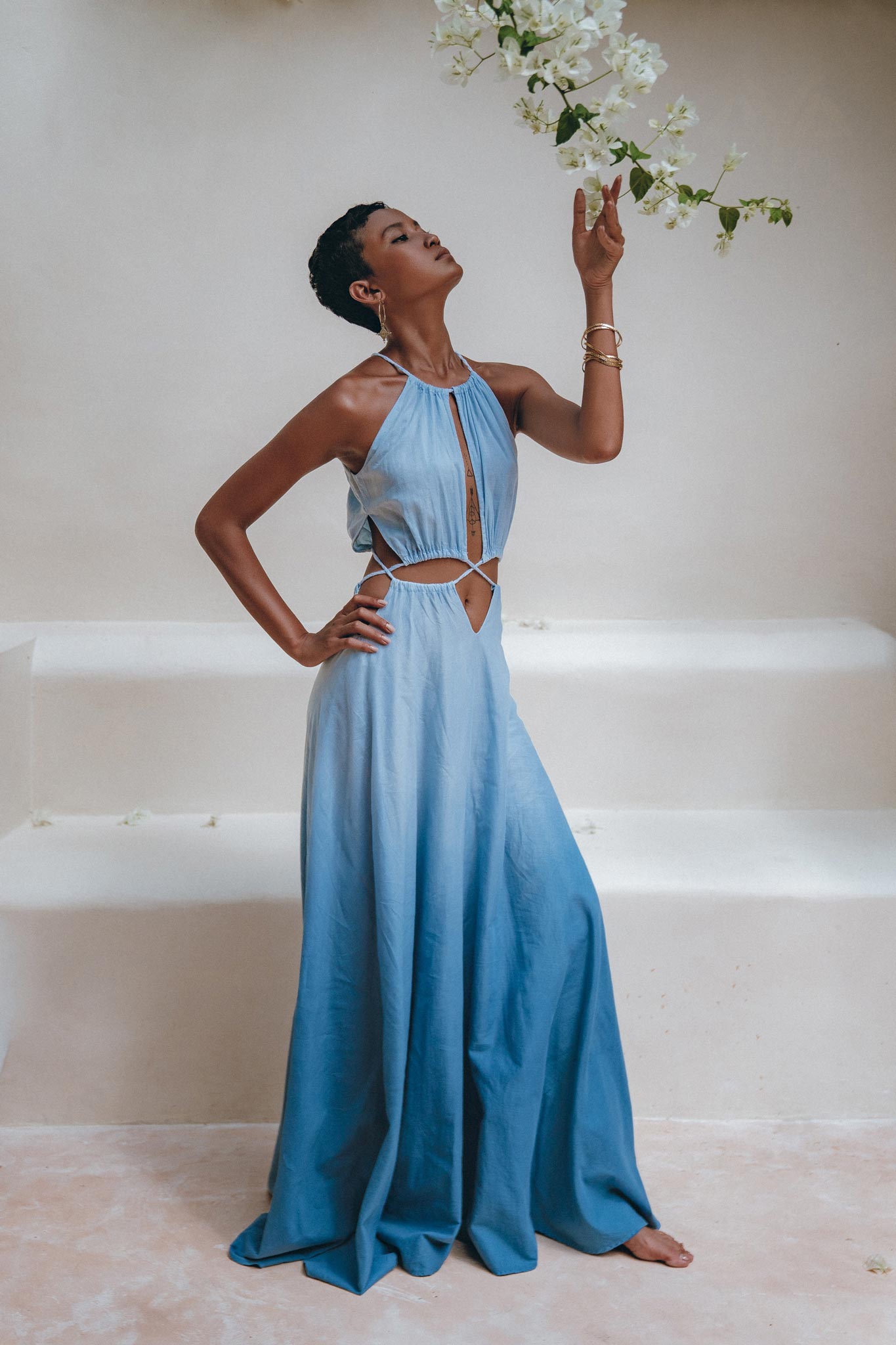 Boho Dress • Open Back Belly Dress • Organically Dyed Adjustable Dress - AYA Sacred Wear