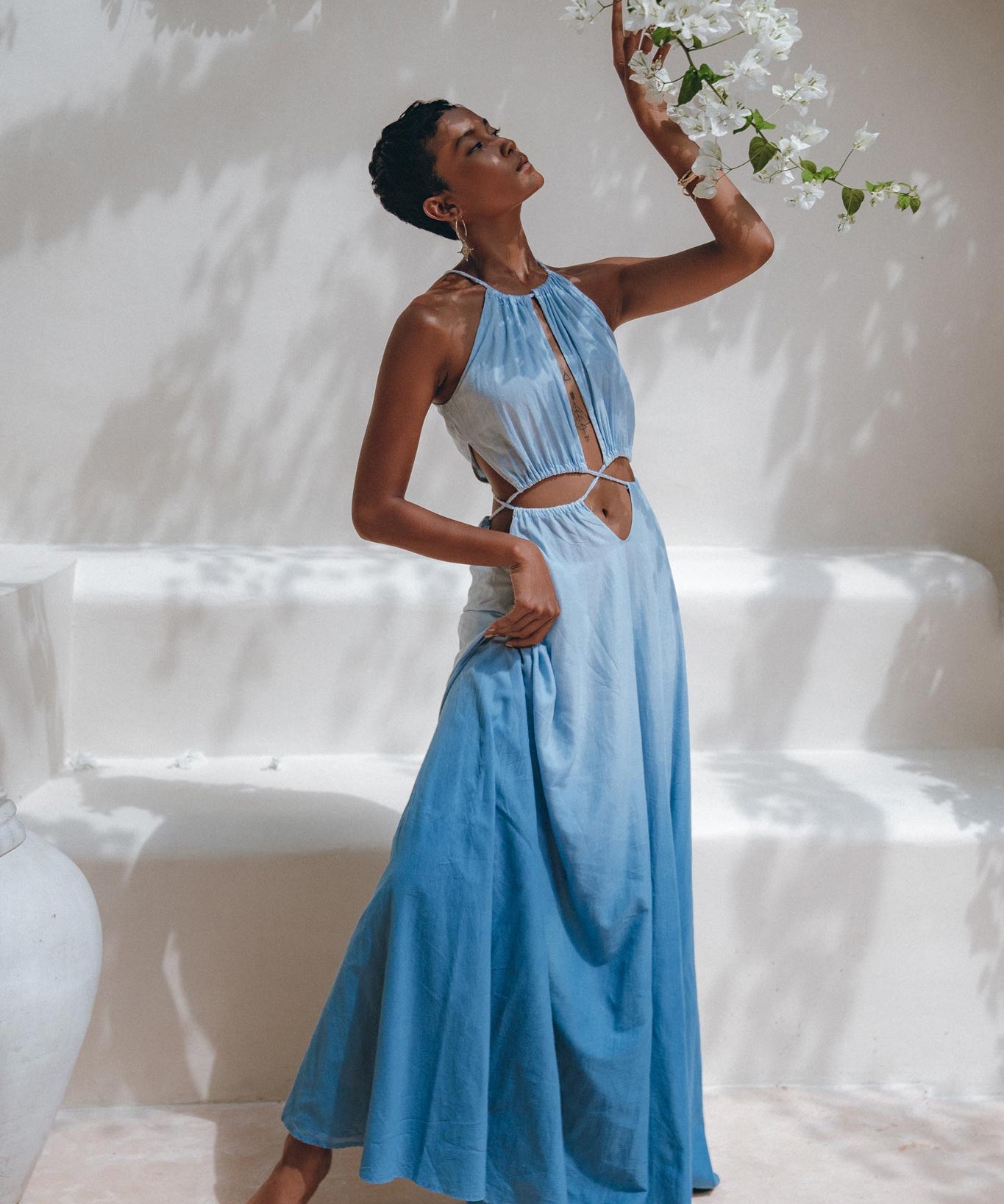 Boho Dress • Open Back Belly Dress • Organically Dyed Adjustable Dress - AYA Sacred Wear
