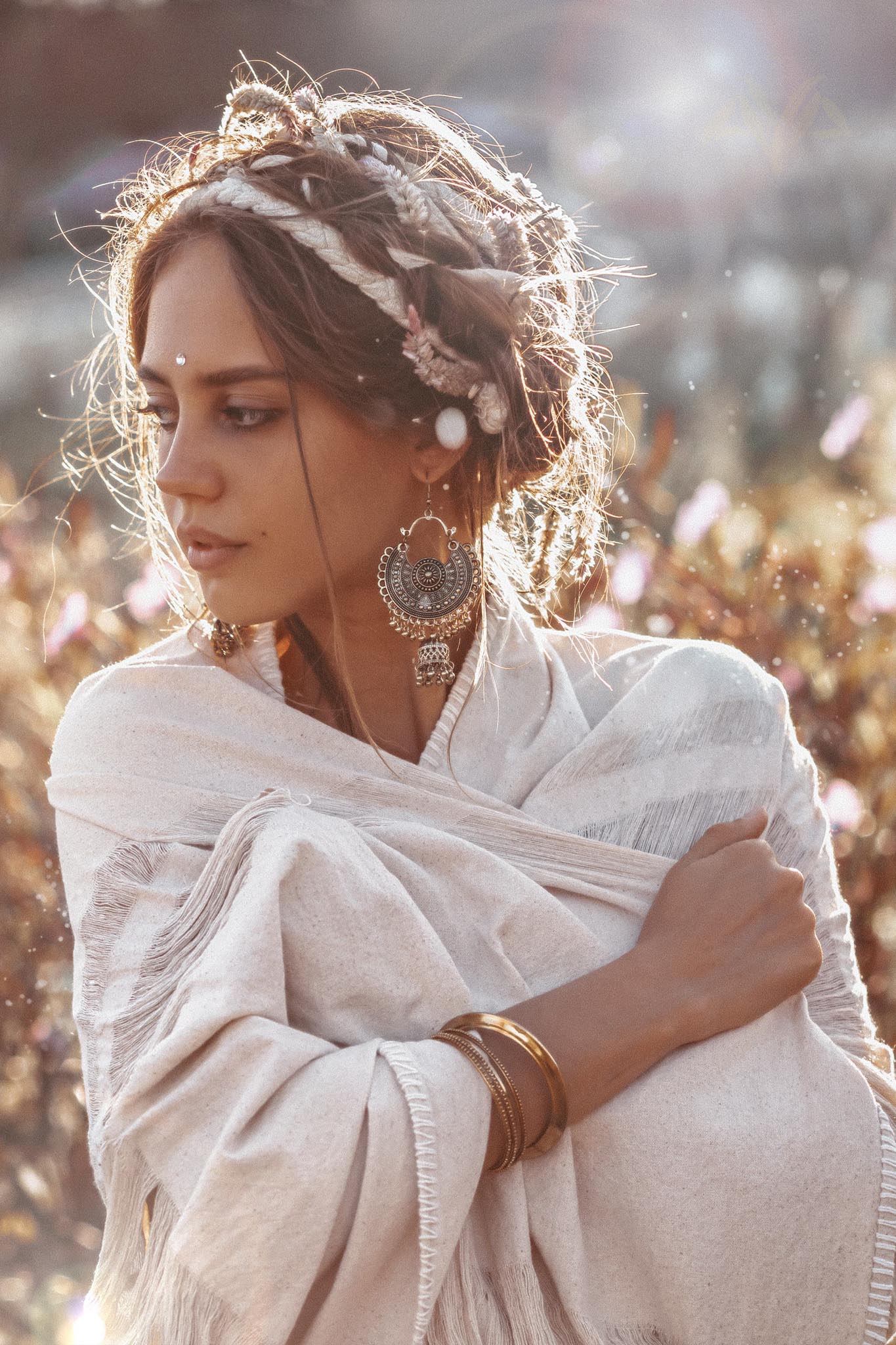 Boho Fringe Shawl • Cotton Scarf • Organic Wedding Shawl - AYA Sacred Wear