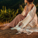 Boho Fringe Shawl • Cotton Scarf • Organic Wedding Shawl - AYA Sacred Wear