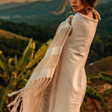 Boho Fringe Shawl • Cotton Scarf • Organic Wedding Shawl - AYA Sacred Wear