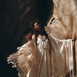 Boho Fringe Shawl • Cotton Scarf • Organic Wedding Shawl - AYA Sacred Wear