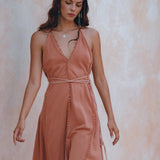 Boho Goddess Dress • Bohemian Dress • Dusty Pink Open Back Dress - AYA Sacred Wear