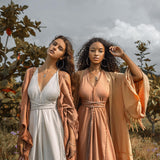 Boho Goddess Dress • Bohemian Dress • Dusty Pink Open Back Dress - AYA Sacred Wear