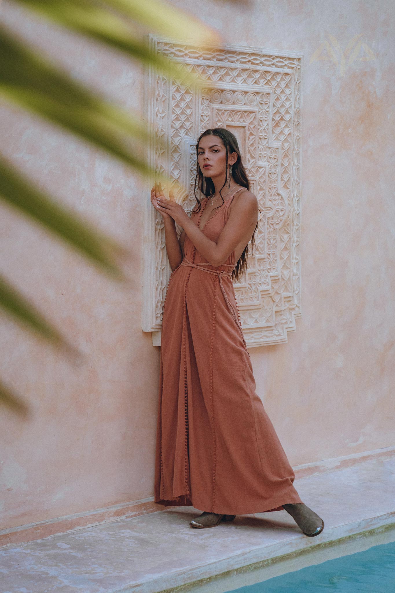 Boho Goddess Dress • Bohemian Dress • Dusty Pink Open Back Dress - AYA Sacred Wear