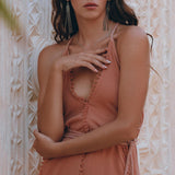 Boho Goddess Dress • Bohemian Dress • Dusty Pink Open Back Dress - AYA Sacred Wear