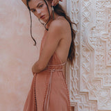 Boho Goddess Dress • Bohemian Dress • Dusty Pink Open Back Dress - AYA Sacred Wear