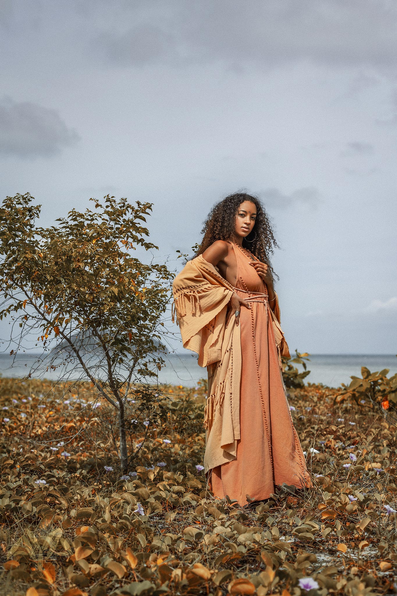 Boho Goddess Dress • Bohemian Dress • Dusty Pink Open Back Dress - AYA Sacred Wear