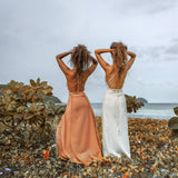 Boho Goddess Dress • Bohemian Dress • Dusty Pink Open Back Dress - AYA Sacred Wear