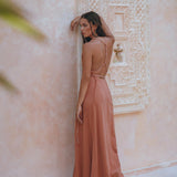Boho Goddess Dress • Bohemian Dress • Dusty Pink Open Back Dress - AYA Sacred Wear