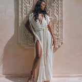 Boho Goddess Dress • Off - White Macrame Dress • Organic Wedding Dress - AYA Sacred Wear
