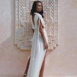 Boho Goddess Dress • Off - White Macrame Dress • Organic Wedding Dress - AYA Sacred Wear