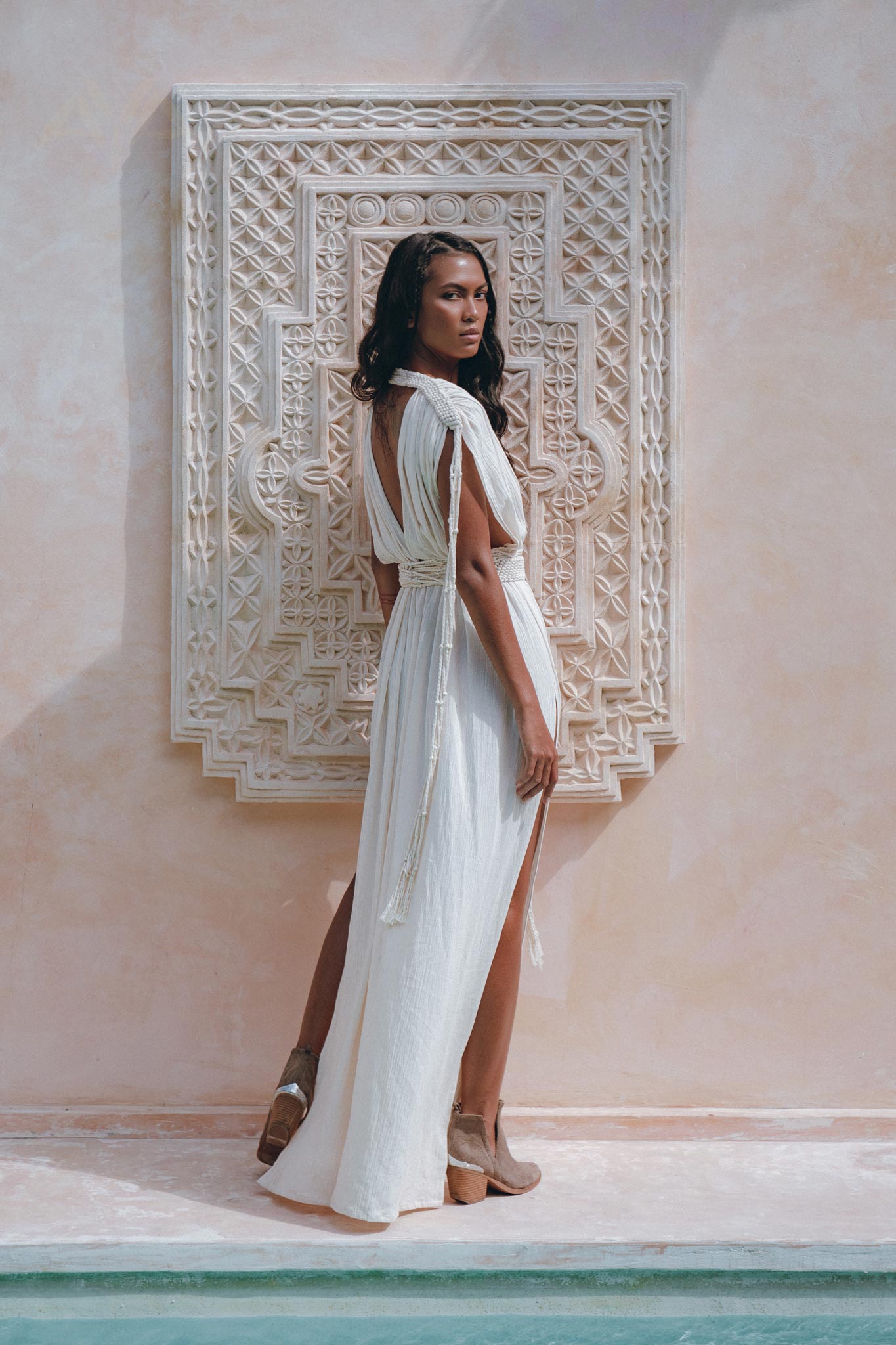 Boho Goddess Dress • Off - White Macrame Dress • Organic Wedding Dress - AYA Sacred Wear