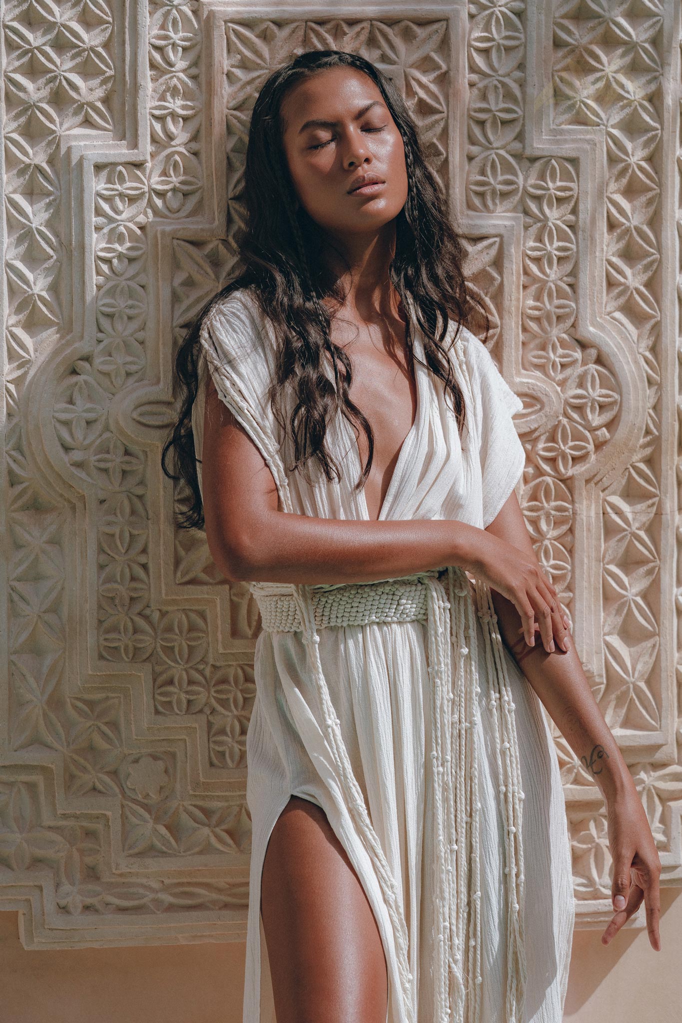 Boho Goddess Dress • Off - White Macrame Dress • Organic Wedding Dress - AYA Sacred Wear
