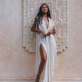 Boho Goddess Dress • Off - White Macrame Dress • Organic Wedding Dress - AYA Sacred Wear