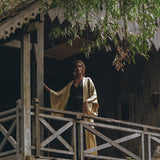 Boho Golden Silk Kimono Cover Up • Wide Sleeve Bohemian Cardigan - AYA Sacred Wear