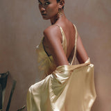 Boho Golden Silk Kimono Cover Up • Wide Sleeve Bohemian Cardigan - AYA Sacred Wear