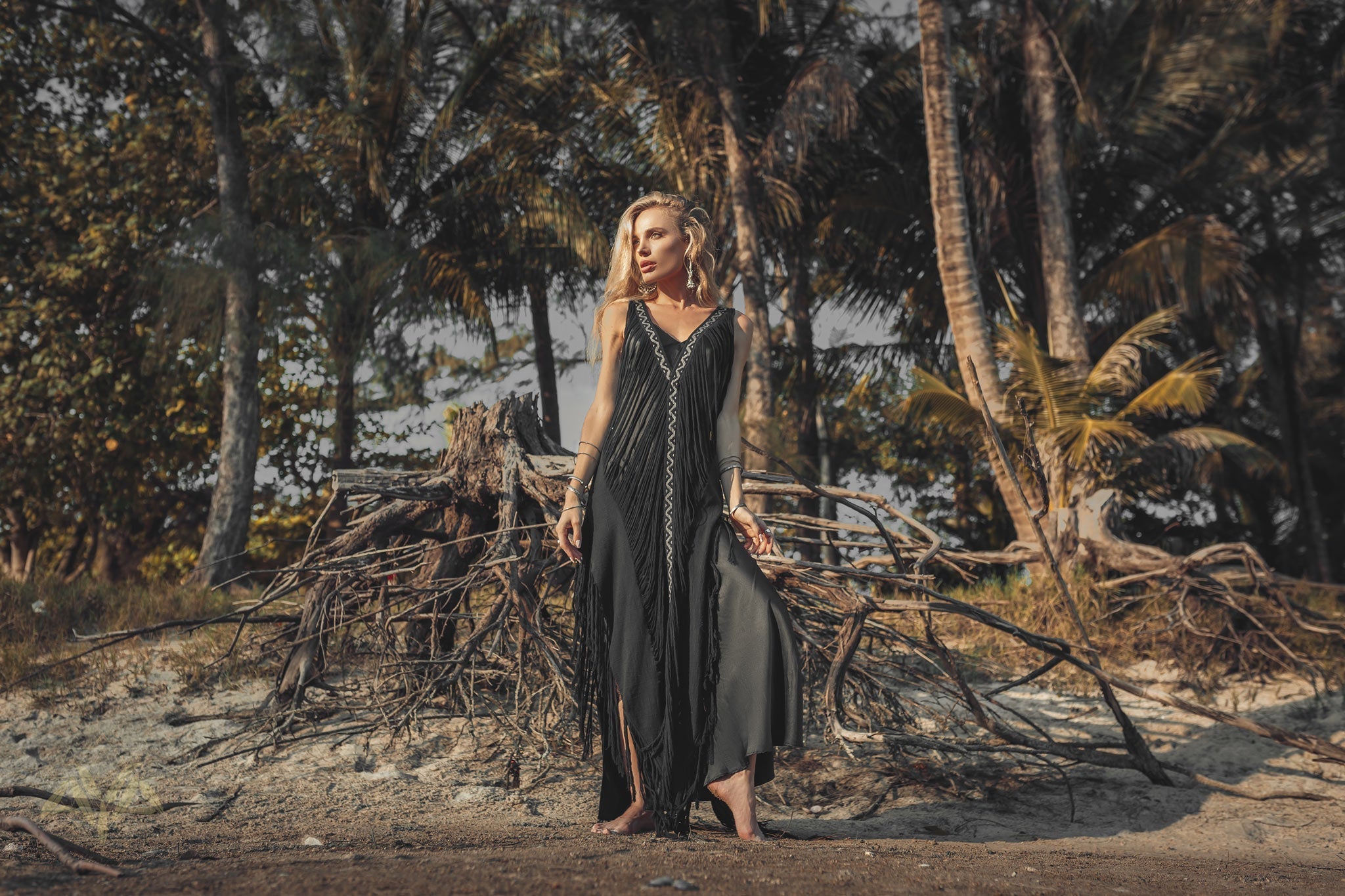 Boho Handwoven and Hand - Loomed Dress • Tribal Raw Cotton Cover - up - AYA Sacred Wear