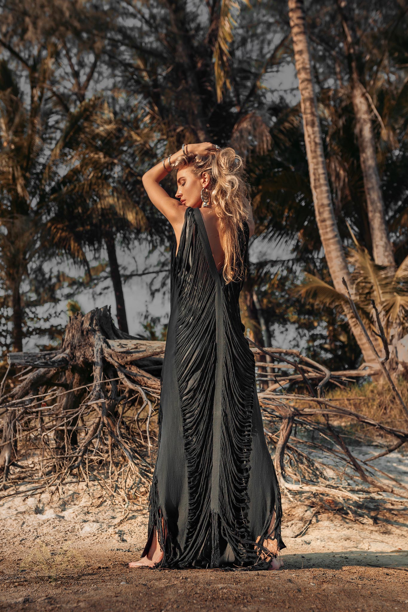 Boho Handwoven and Hand - Loomed Dress • Tribal Raw Cotton Cover - up - AYA Sacred Wear