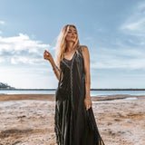 Boho Handwoven and Hand - Loomed Dress • Tribal Raw Cotton Cover - up - AYA Sacred Wear