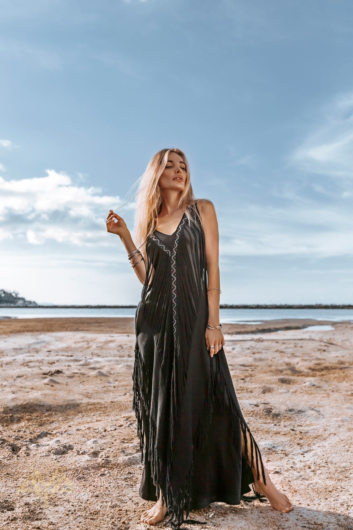 Boho Handwoven and Hand - Loomed Dress • Tribal Raw Cotton Cover - up - AYA Sacred Wear