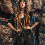 Boho Handwoven and Hand - Loomed Dress • Tribal Raw Cotton Cover - up - AYA Sacred Wear