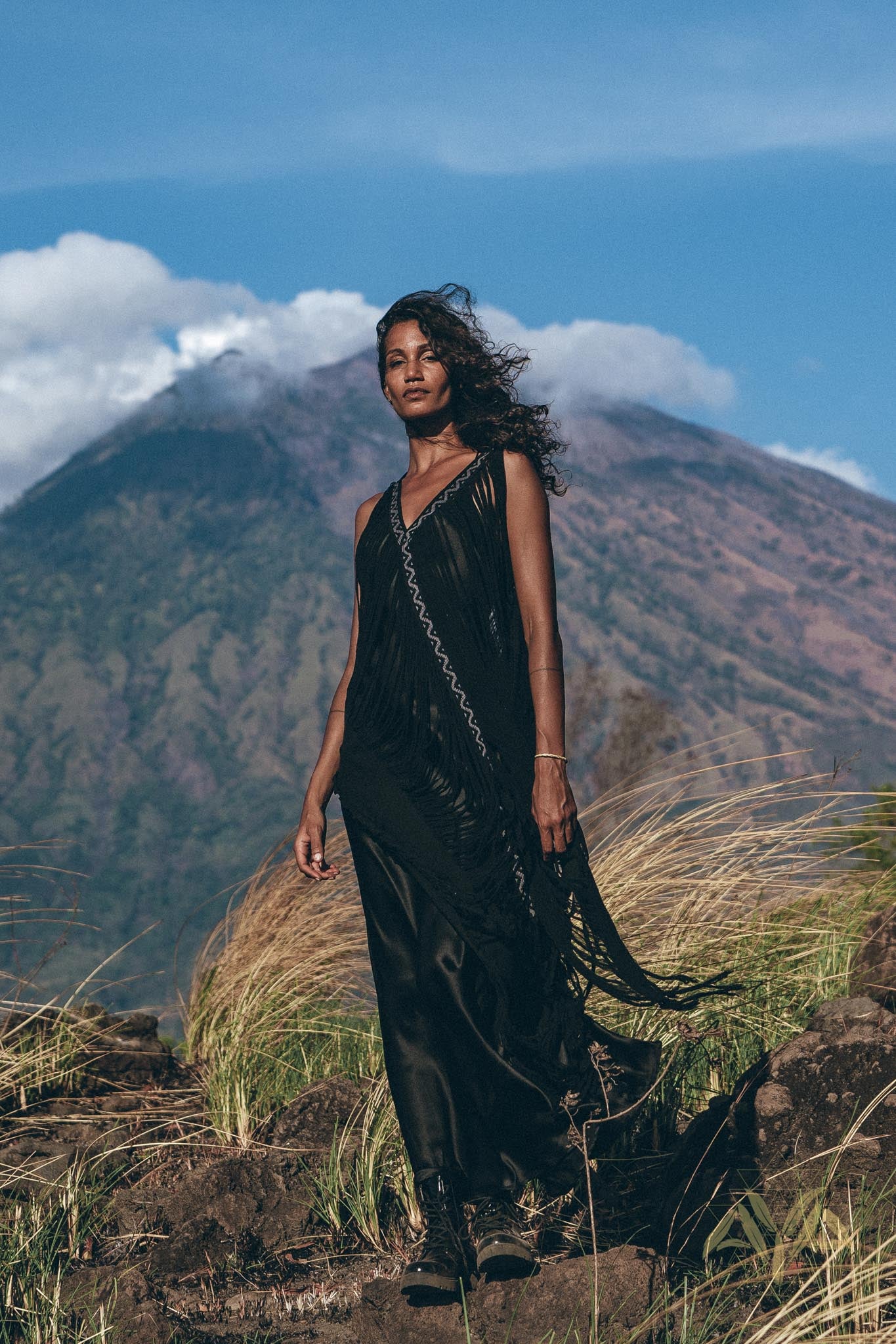 Boho Handwoven and Hand - Loomed Dress • Tribal Raw Cotton Cover - up - AYA Sacred Wear