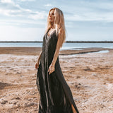 Boho Handwoven and Hand - Loomed Dress • Tribal Raw Cotton Cover - up - AYA Sacred Wear