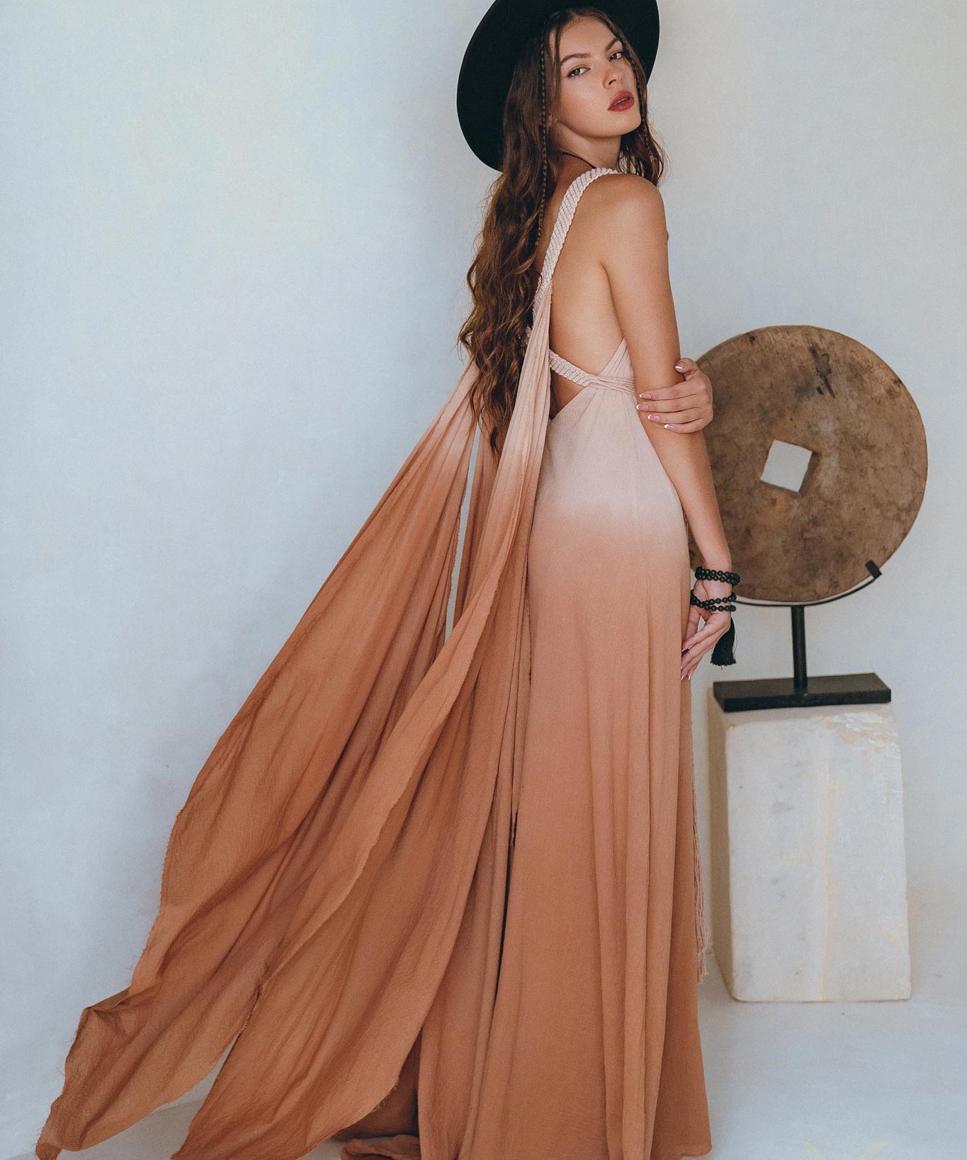 Boho Macrame Bridesmaid Dress • Dusty Pink Multiway Dress • Goddess Dress - AYA Sacred Wear