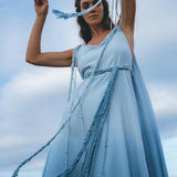 Boho Macrame Bridesmaid Dress • Ombre Sky Blue Dress - AYA Sacred Wear