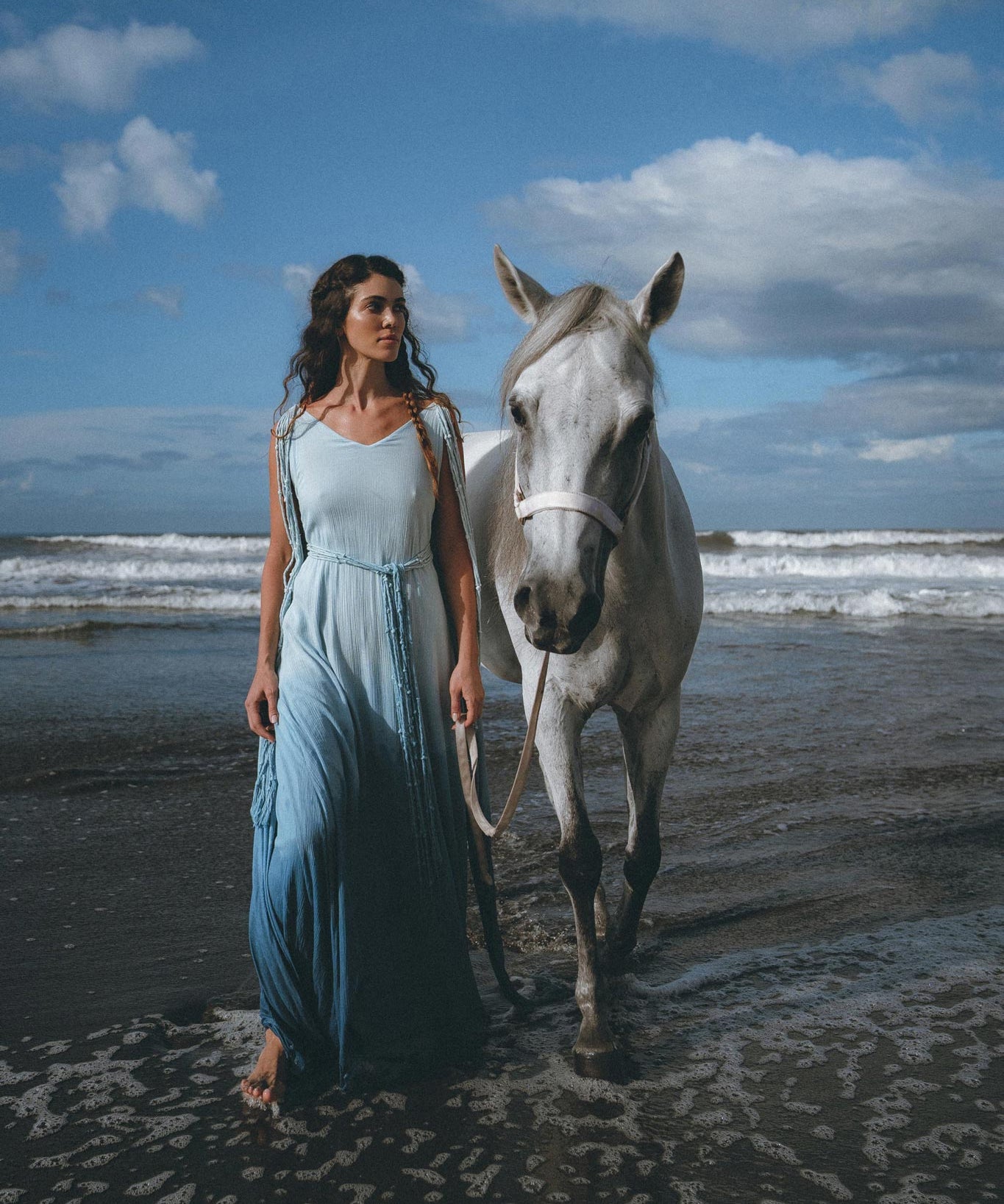 Boho Macrame Bridesmaid Dress • Ombre Sky Blue Dress - AYA Sacred Wear