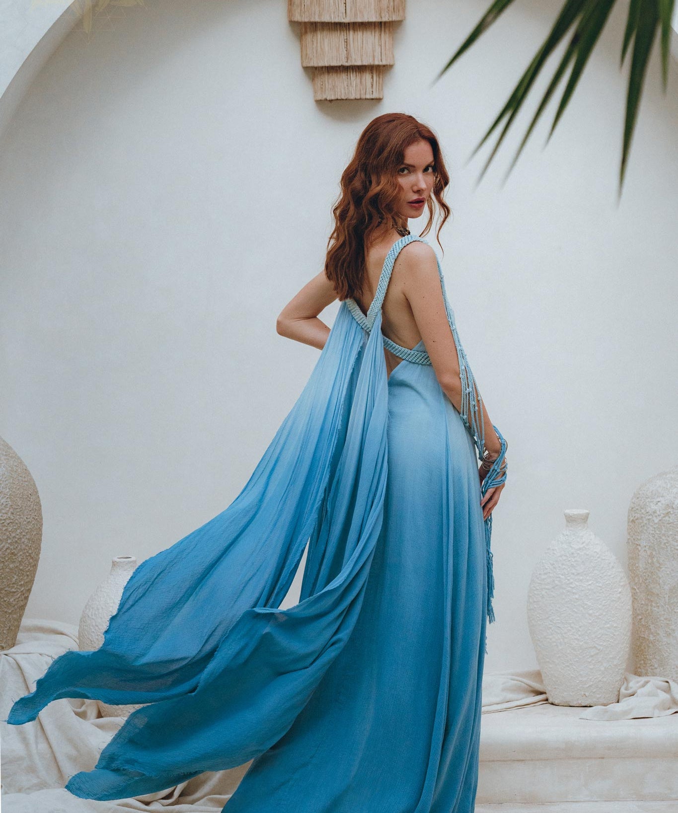 Boho Macrame Bridesmaid Dress • Ombre Sky Blue Dress - AYA Sacred Wear