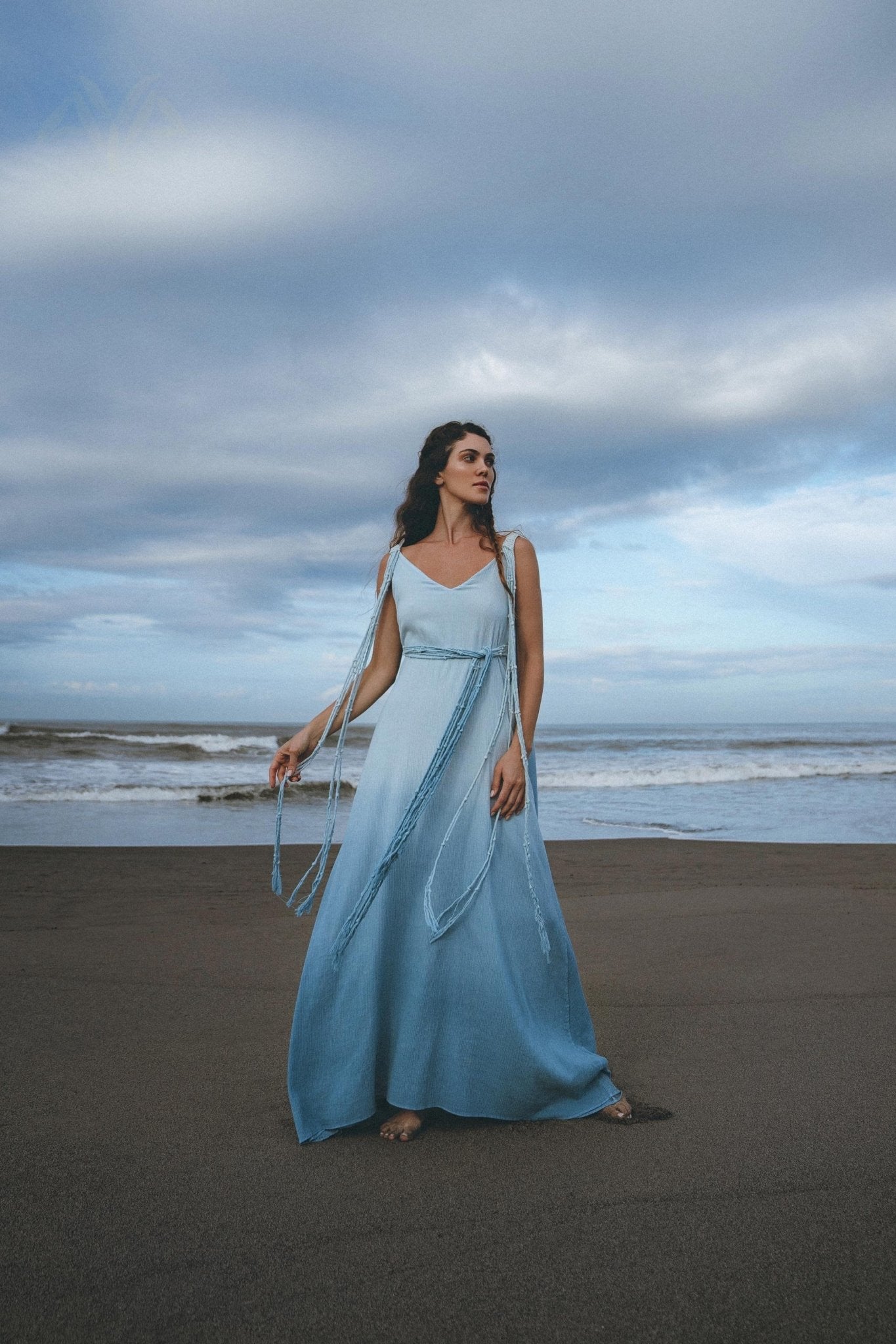 Boho Macrame Bridesmaid Dress • Ombre Sky Blue Dress - AYA Sacred Wear