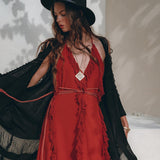 Boho Maxi Dress • Cotton Bridesmaid Dress • Red Organic Goddess Dress - AYA Sacred Wear