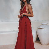 Boho Maxi Dress • Cotton Bridesmaid Dress • Red Organic Goddess Dress - AYA Sacred Wear