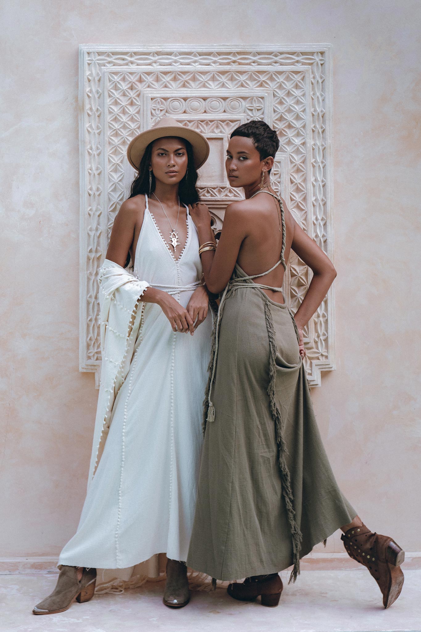 Boho Maxi Dress for Women • Organic Cotton Sage Colour Goddess Dress - AYA Sacred Wear